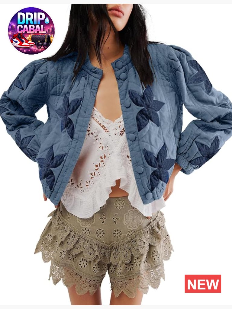 Quilted Cropped Puffer Jacket Lightweight Button Down Winter Coat